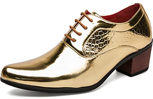 Zaylee Oxford - Scarpe da sera dorate con lacci, in pelle laccata, stile vintage, per matrimonio, EU 43 oro