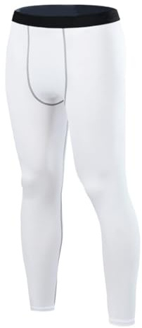 Smatstyle Pantalons de Compression de Running Homme Legging de Sport Fitness à séchage Rapide Collant de Compression Base Layer Long Tight (as4, Alpha, m, Regular, Regular, Bianco)