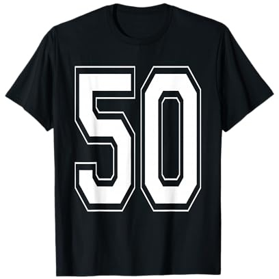Numero 50 Varsity Style Bold Sport Compleanno Maglietta
