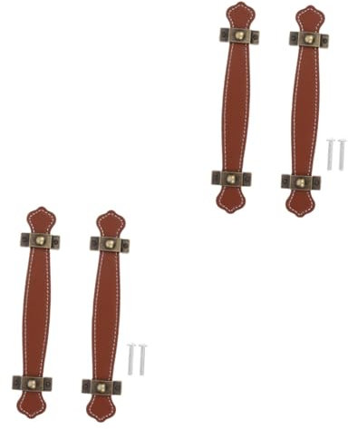 jojofuny 4 Stück traditioneller Türknauf Griffe ziehen Schubladenleder retro Küchenschränke Schminktisch Schränke Knöpfe Möbelgriffe aus Leder Schrank Türschnalle Mülleimer handhaben Knopf