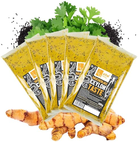 Zite Fishing Räucherlake Set 5x500g - Räucherlauge für Fische - Natürliche & Exotische Gewürzmischungen - Räuchern von Forelle, Aal & mehr (Ceylon Taste)