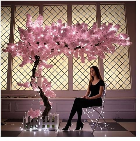 CDDUOLA XXL Arbre Fleur de Cerisier Artificiel 180x150cm, Fleurs Artificielles Fait à La Main, Rose Faux Sakura Fleur Decor, pour Intérieur Extérieur, Mariage, Bureau