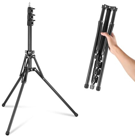 NEEWER Support éclairage avec Pieds Réversibles à 180°,Trépied Voyage Portable 178cm, Vis 1/4 et Goujon 5/8 pour Photographie Intérieure et Extérieure,Speedlite Strobe Ring Light Softbox,ST178B,Noir