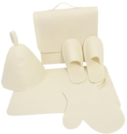 MERRYHAPY Felt Sauna Hat and Gloves Set 5pcs Thickened Water Absorption Household Sauna Caps Bathing Mat and Storage Bag for