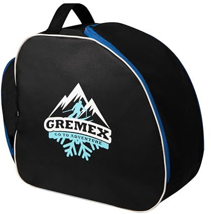 GREMEX Skischuhtasche mit Helm - Wasserfestem Skischuhtasche mit Helmfach - Tasche für Skischuhe und Helm - Titan-Nähte Skischuh Rucksack mit Helmfach - Widerstandsfähig Tasche Skischuhe mit Helm