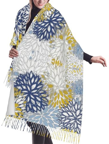 SamLng Kaschmir-Schal mit bunten Blumen – vielseitiges Damenmodeaccessoire – perfekt für Herbst/Winter – Geschenk für Damen, Schwarz , One size