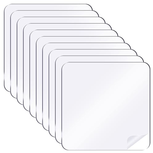 QUARKZMAN Plaquettes Adhésives Double Face Transparentes, 2.36'' x 2.36'' Carré Pré-Découpé Ruban de Montage Imperméable Amovible Fort Ruban Gel Collant pour Murs suspendu, 20 Pcs
