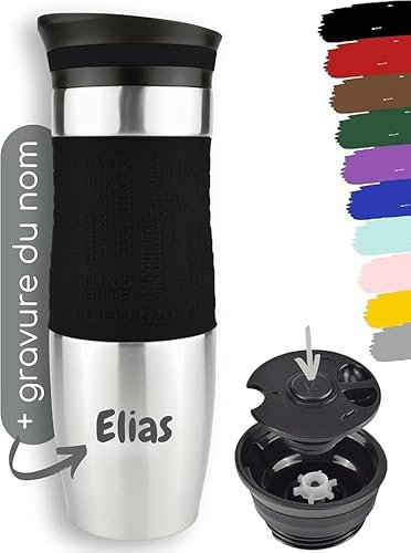 Milu Thermobecher 450ml mit Gravur - als Geschenk-Idee Ostern, Vatertag, Muttertag, Weihnachten, Einschulung, Liebesgeschenk, Geburtstag, Frauen und Männer Mama Papa Kinder (Gravur)