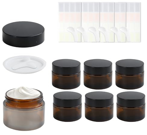 QZDAFFIC 6pcs Bocaux en Verre Ambre 50ML avec Des éTiquettes Collantes
