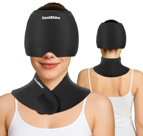 Migraine Relief Cap and Neck Pain Relief Set, 360° Full Coverage Hot and Cold Compress ice Pack, Cervical Cold Compress Head Wrap for Headache Relief, Tension, Cooling, Pain Relieve
