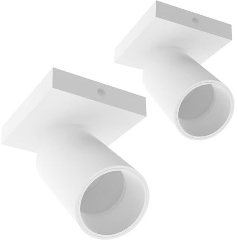 SSC-LUXon NUVIO Deckenstrahler 2er Set weiß rund schwenkbar GU10 ohne Lampe | Zwei schwenkbare Spots weiß - Kopf drehbar, für Küche, Schlafzimmer & Flur, für GU10 austauschbar, direkt an 230V