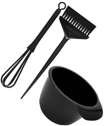 Healeved Kit Completo per Colorazione Chioma Pennello e Ciotola in Pp Nero, per Applicazione Uniforme del Colore, per Uso Professionale in Salone
