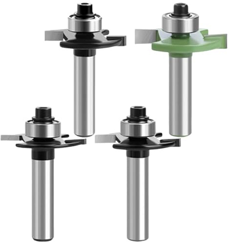 Alriedy Lot de 4 fraises à rainurer pour défonceuse - Tige de 8 mm avec largeur de rainure de 2/3/4/5 mm - Fraises en carbure de tungstène de qualité supérieure avec guidage à billes - Idéal pour les