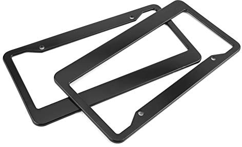 UPALDHOU Marco de Matrícula Universal de Ajuste con Acabado Resistente a la Intemperie, el Elegante Diseño Negro Se Adapta a la Mayoría de los Automóviles, para Todas Las Placas de Estados Unidos y