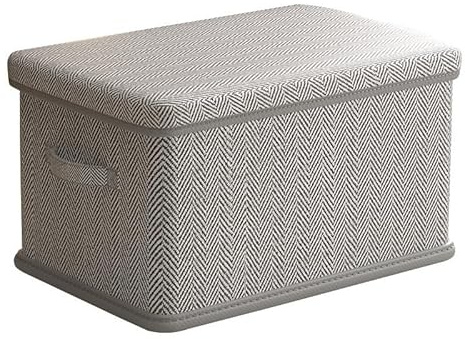 BulgurYe - Paquete de 3 contenedores de almacenamiento de tela con tapas, caja organizadora de ropa plegable, 45 x 35 x 25 cm (gris)