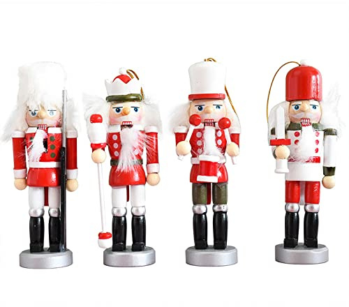 BUBEFSKD 4 piezas Cascanueces de madera para muñecas, soldados en miniatura, mesa para adornos, decoración navideña para el hogar, Navidad