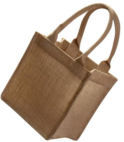PAMINGONO Jute tragetasche Klein Wasserdichtes Vintage Design Robustes Wiederverwendbares Einkaufsshopper für Hochzeit und Alltag Umweltfreundliche Burlap Tasche