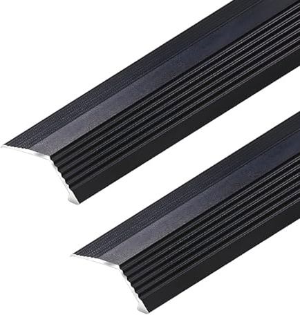 2 Stück Übergangsprofil aus Aluminiumlegierung, 90/130 cm Länge Übergangsleiste Höhenausgleichsleiste(Black,35x2.2inch/90x5.5cm)