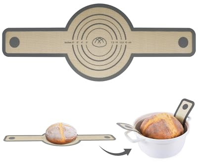Huglux Silikonbrödsele för holländsk ugn, återanvändbar bakmatta med långt handtag för överföring av surdeg, bakrem med degskrapa och silikonborste, mörkgrå