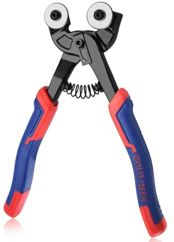 GOLD DEER Glass Tile Nippers Heavy Duty, 8 Wheeled Glass Mosaic Tile Cutters Pliers Hand Tools, Ceramic Tiles Nippers Mosaic Kits for Crafts, Shapping Plier, Nipper Cutting Tools, Stone, Metal