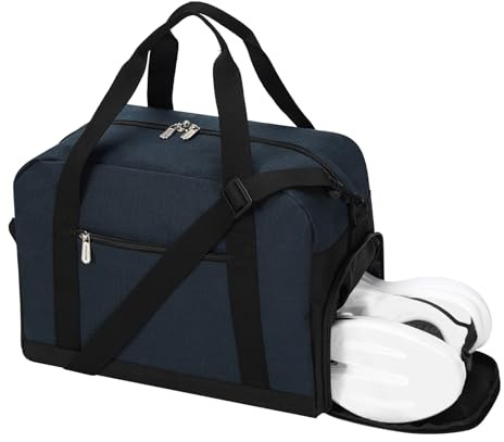 Small Gym Bag with Shoe Compartment 14 inch Lightweight Carry On Mini Duffle Bag for Travel Sport-Navy Blue