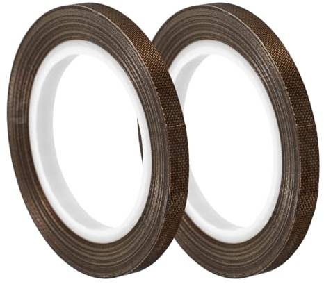 FENICAL Cinta de Ptfe para Sellador al Vacío de Alta Temperatura Aislamiento y Resistencia al Desgaste, 2 Rollos de Tela de Fibra de Vidrio para Uso Industrial