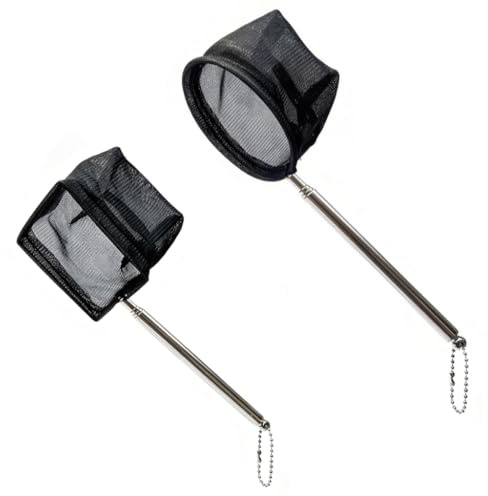 2 Epuisettes Aquarium Telescopiques Acier Inoxydable Filet Peche Poisson | Mailles fines, grand, pour aquarium, nettoyage, captive, animal, tank, fish, net, pet, aquatic, pond, catching, skimmer