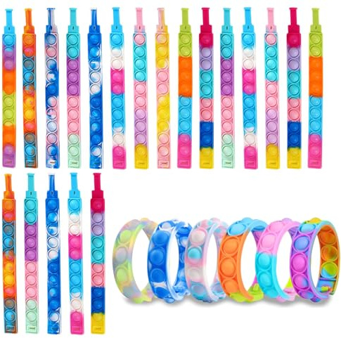 FENGCHUANG 20 Pièces Bracelet Enfant Bracelet anti Stress en Silicone