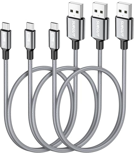 SUNGUY Micro USB Kabel, [0.5m 3Stück] Nylon Braided 18 W Micro USB Ladekabel Schnellladekabel für Galaxy S7 Edge, Xperia Z5