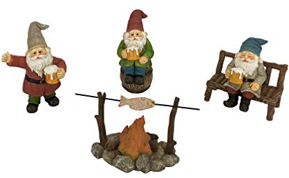 GlitZGlam „Die fröhlichen Zwerge“ Biertrinkkumpanen! 5-teiliges Gartenzwergset für den Miniaturfeengarten