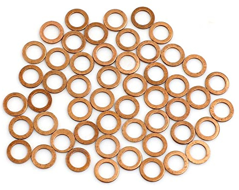sourcing map Arandelas De Cobre Junta Plana 50Pcs 6Mm para Coche | Para Embarcacion, Para Aparatos Electricos, Funcion Sellado Y Fijacion, Diametro Interior 6Mm