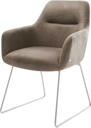 Polsterstuhl Pejo-Flex Kufengestell Edelstahl Mikrofaser Taupe Vintage | Taschenfederkern