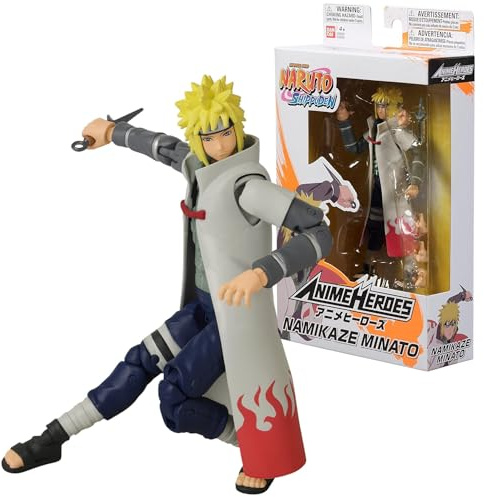 BANDAI Anime-hjältar Naruto actionfigur Namikaze Minato | 17 cm Namikaze Minato-figur med extra händer och tillbehör | Naruto Shippuden animefigur actionfigurer för pojkar och flickor