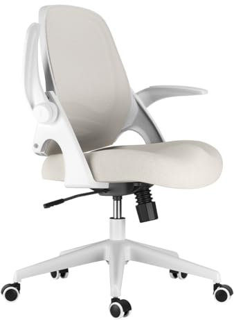 Hbada Bürostuhl Ergonomisch Schreibtischstuhl mit hochklappbaren Armlehnen, Höhenverstellbarer, Mesh Computerstuhl Leichter Stuhl,Grau