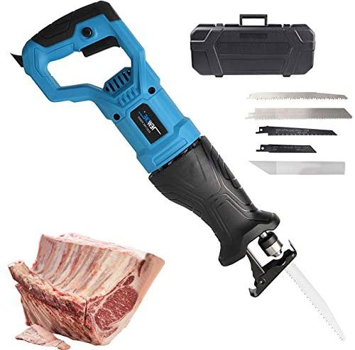 Knochensäge Elektrisch 900W/1300W Fleischsäge Metzger, Fleischersäge Gefriergutsäge für Knochen Schneiden Speck, Motor Aus Reinem Kupfer, Rutschfester Griff Blue-900W