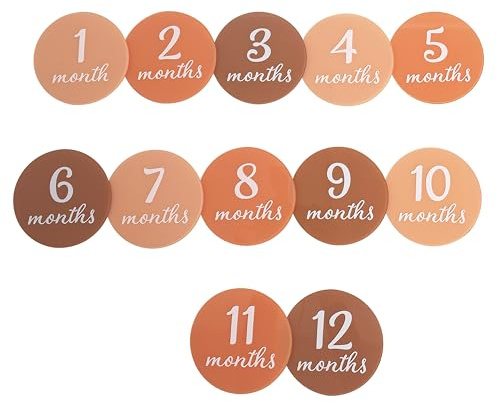 Pearhead Acrylic Monthly Milestone Photo Cards, Modern Baby Announcement Cards, Pregnancy Journey Milestone Markers, 12 Photo Prop Milestone Discs, Pink Hues