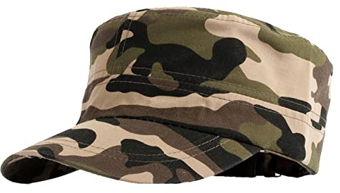 Jarseila Armé platt topp unisex multicam keps camo tvättade mössor militär armékeps dam bomull, enfärgad, justerbar, A-grön, En Storlek