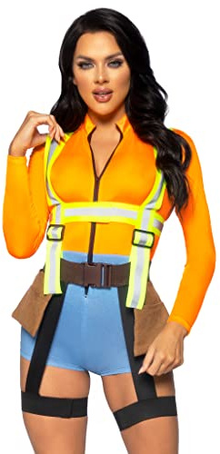 Leg Avenue Construction Worker Romper damkostym, S (Flerfärgad)