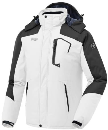 donhobo Skijacke Herren Winterjacke Wasserdicht Atmungsaktiv Softshelljacke | Winddicht Warme Fleece-Futter Funktionsjacke Verdickt Jacke Outdoor Wanderjacke Snowboardjacke mit Abnehmbare Kapuze