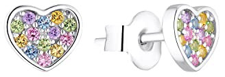 s.Oliver Ohrstecker 925 Sterling Silber Mädchen Kinder Ohrschmuck, mit Zirkonia synth., 0,6 cm, Herz, Kommt in Schmuck Geschenk Box