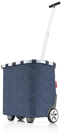 reisenthel carrycruiser Tragbarer Einkaufstrolley mit stabilem Aluminiumrahmen, Schultergurt und herausnehmbarer Netz-Innentasche Aus wasserabweisendem Material, Couleur:Herringbone Dark Blue