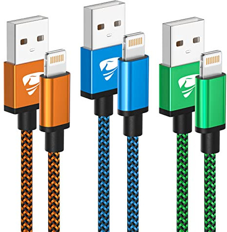 3Pack 2M iPhone Charger Cable, Long iPhone Charging Cable MFi Certified Lightning Cable Fast Charging Cord Braided i Phone Charger Lead USB Cord for Phone 14 13 12 11 Pro Max XS XR 8 7 6 SE, iPad