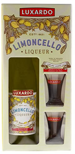 LUXARDO Limoncello Liqueur 27% Vol. 0,7 Liter im Geschenkset mit 2 Gläsern