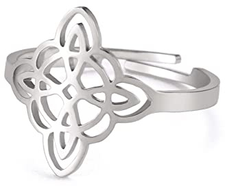 unift Hexenknoten-Herz-Ring für Damen aus Edelstahl, keltischer Liebesknoten-Öffnungsring, irische Schmuckgeschenke
