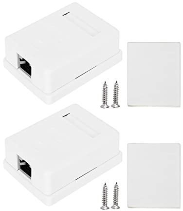 2 Stück Desktop Information Ethernet-Wandsteckdose, Ethernet-Wandsteckdose Anschlussdose RJ45-8P8C CAT6 Single Port Shielded Networks Verkabelung Aufputzdose für 22-24 AWG Kabel