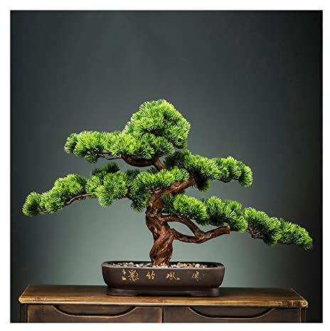 Künstliche Bonsai Simulation im chinesischen Stil Willkommen Kiefer Bonsai Veranda Zypresse Kiefer Ornamente Wohnzimmer Dekoration Gefälschter Baum Hohe Arhat Kiefer Topfpflanze for Dekoration, Deskto
