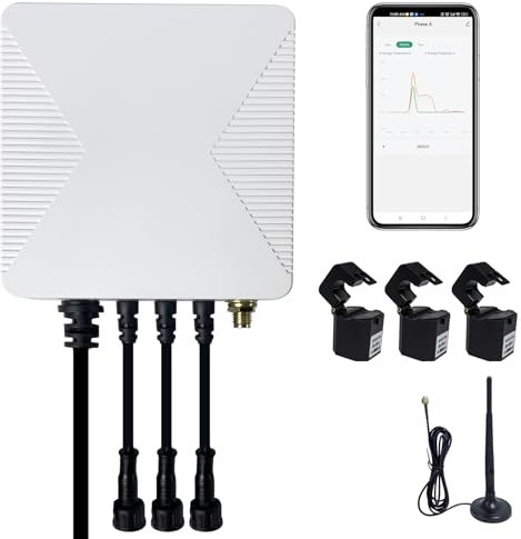 OWON 3 Phase Tuya Smart Home Wi-Fi Energy Monitor, 1 or 3 Phase Bi-Directional Power Meter with 3 * 80A Clamp, Solar/Net Metering, Real Time Electricity Meter