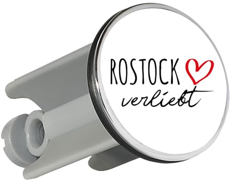 Huuraa Waschbeckenstöpsel Rostock verliebt 4cm höhenverstellbar Abflussstopfen Geschenkidee