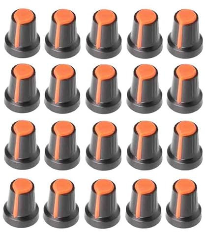 YOURRYONG 100pcs 6mm plastic power amplifier potentiometer knob with plum blossom handle hat for single double potentiometer (AG2 orange)