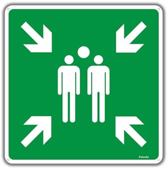 Felexdo Sammelplatz Schild, 30x30cm Sammelstelle Sammelpunkt Schild Außenbereich wasserdicht UV-Schutz mit Vorgebohrten Löchern für Einfache Montage